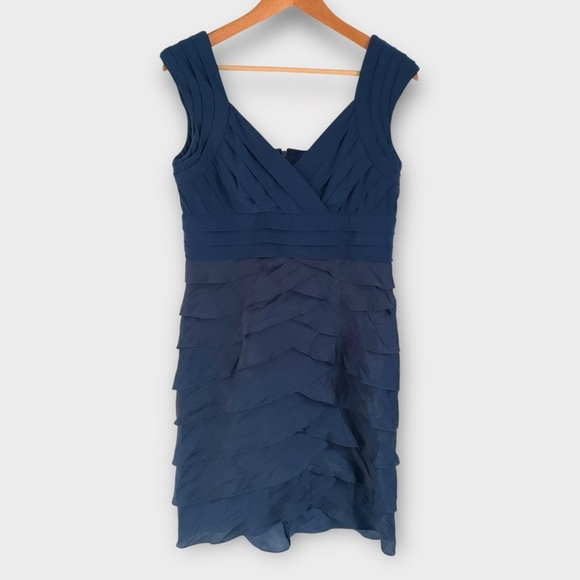 Adrianna Papell Cocktail Dress Tiered Ruffle - Picture 2 of 8